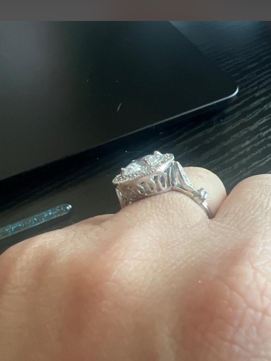 Source Unknown Jewelry - Source Unknown Silver Halo Cushion-Cut Ring - White